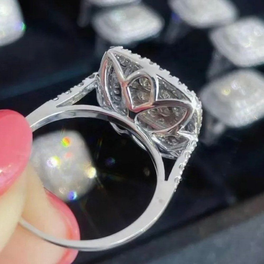 WEDDING RING BRIDAL RING ENGAGMENT RING PRINCESS CUT - Picture 5 of 7